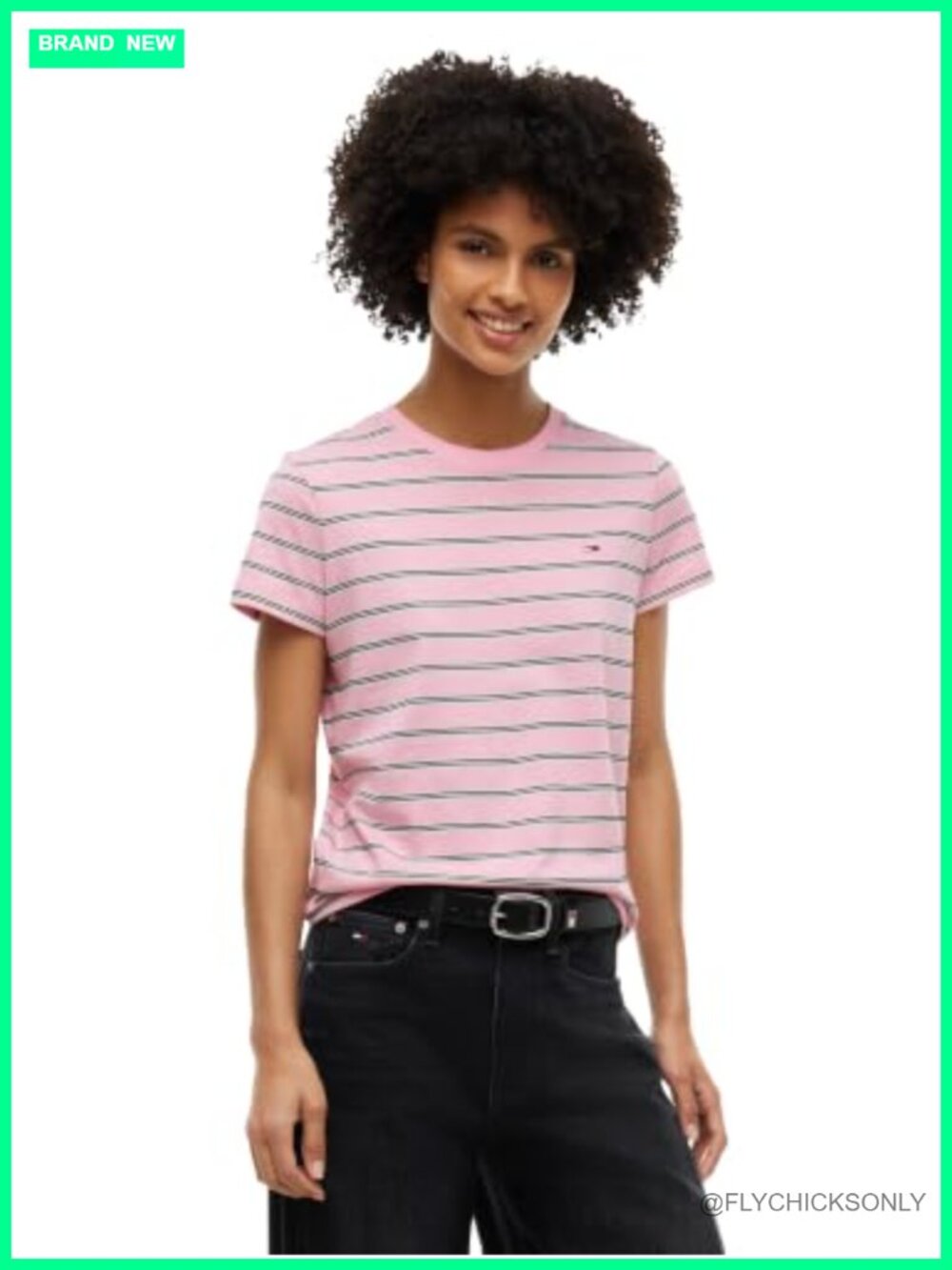 Striped Cotton Jersey Graphic Crewneck Short Sleeve T-Shirt